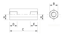 Distanzhülse PEEK®  sechskant F/F [186]